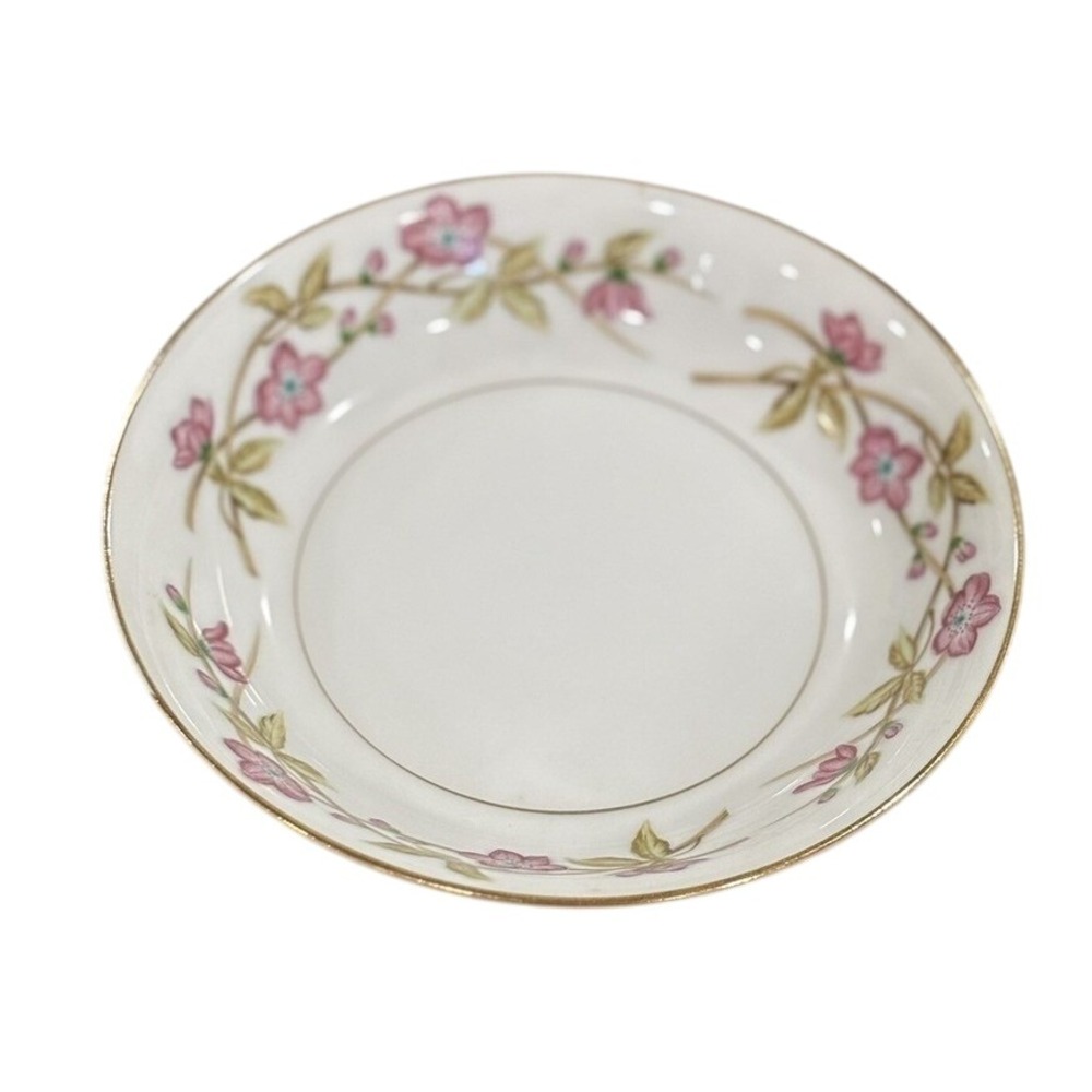 Valmont China Briar Rose Floral Gold Trim Dessert Bowl Plate Vintage